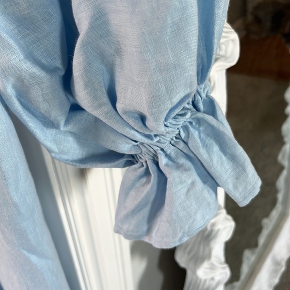 Worn & dry-cleaned once. Sleeper Atlanta Linen Dress in Azure Blue. Size S! - Picture 5 of 11